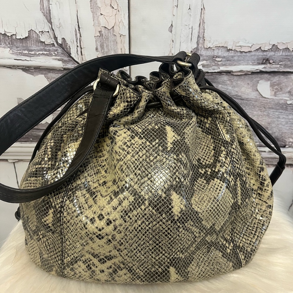 Banana Republic Python Leather Print Brown Should… - image 3